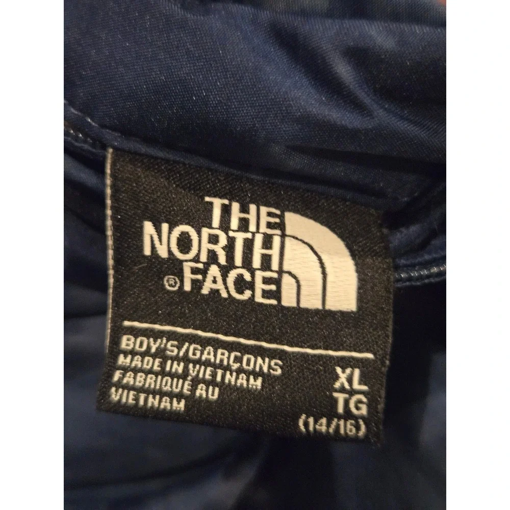 The North Face Down Jacket Boys XL 14/16 Blue Printed Reversible Puffer 600-Fill
